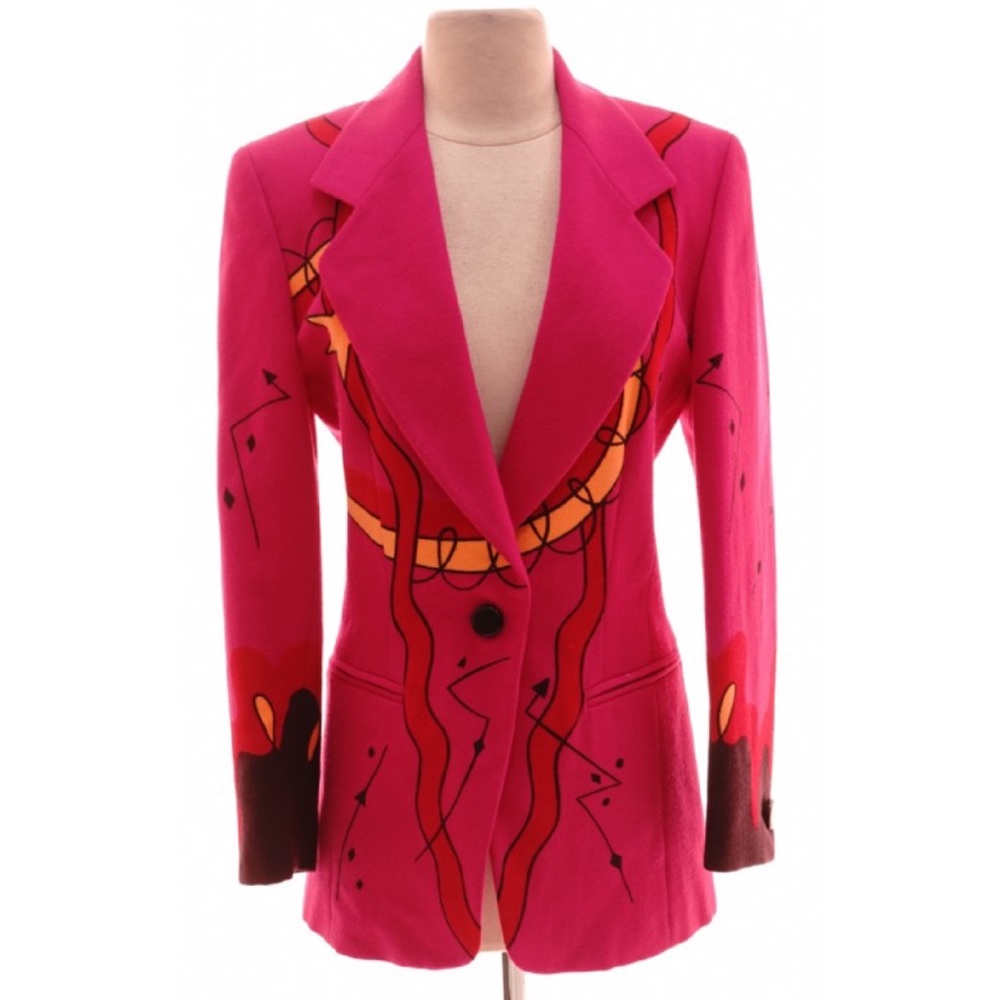 VINTAGE ESCADA Pink Abstract Print Blazer